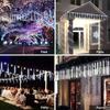 Solare Meteoritenlichter für den Außenbereich, 10 Röhren, wasserdichte LED-Fallregen-Lichterkette für Weihnachten, Halloween, Feenlichter