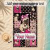Pug Theme Soft Beach Towel Personalized Custom Name Text Towel Portable for Beach Pool Travel