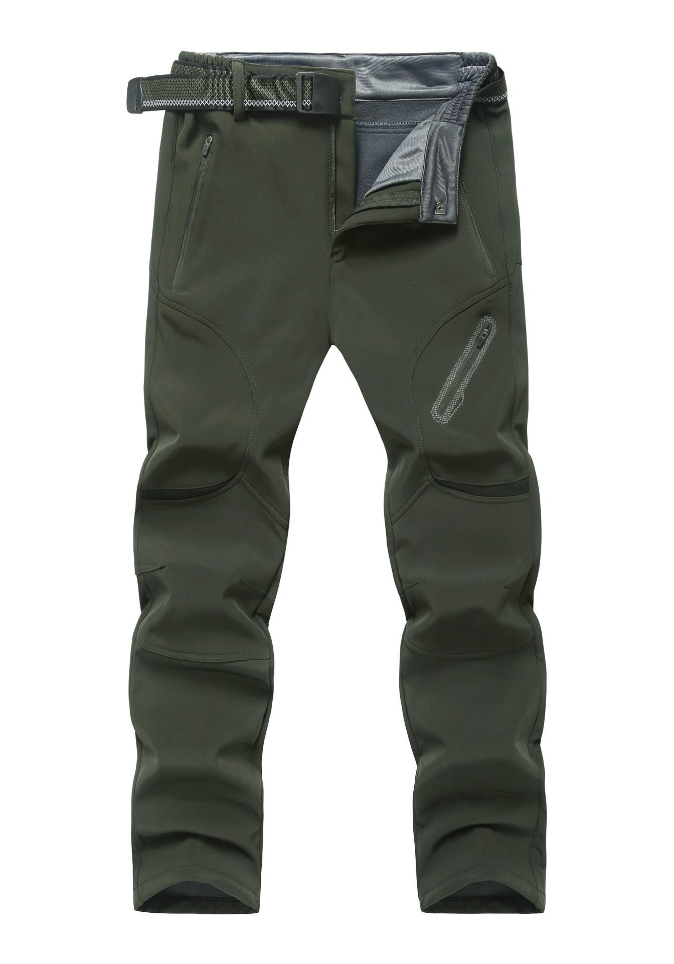 Plus Size Men s Outdoor Softshell Ski Pants - Four-Way Stretch, Velvet-Lined, Thickened Long Pants 5XL