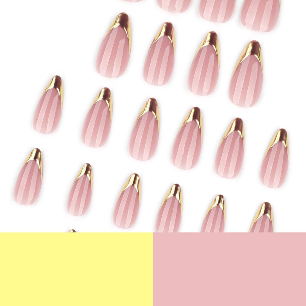Frans goud magisch spiegelpoeder nagels dragen korte amandelnagel manicure nagelstukje eenvoudig nagelstukje dragen