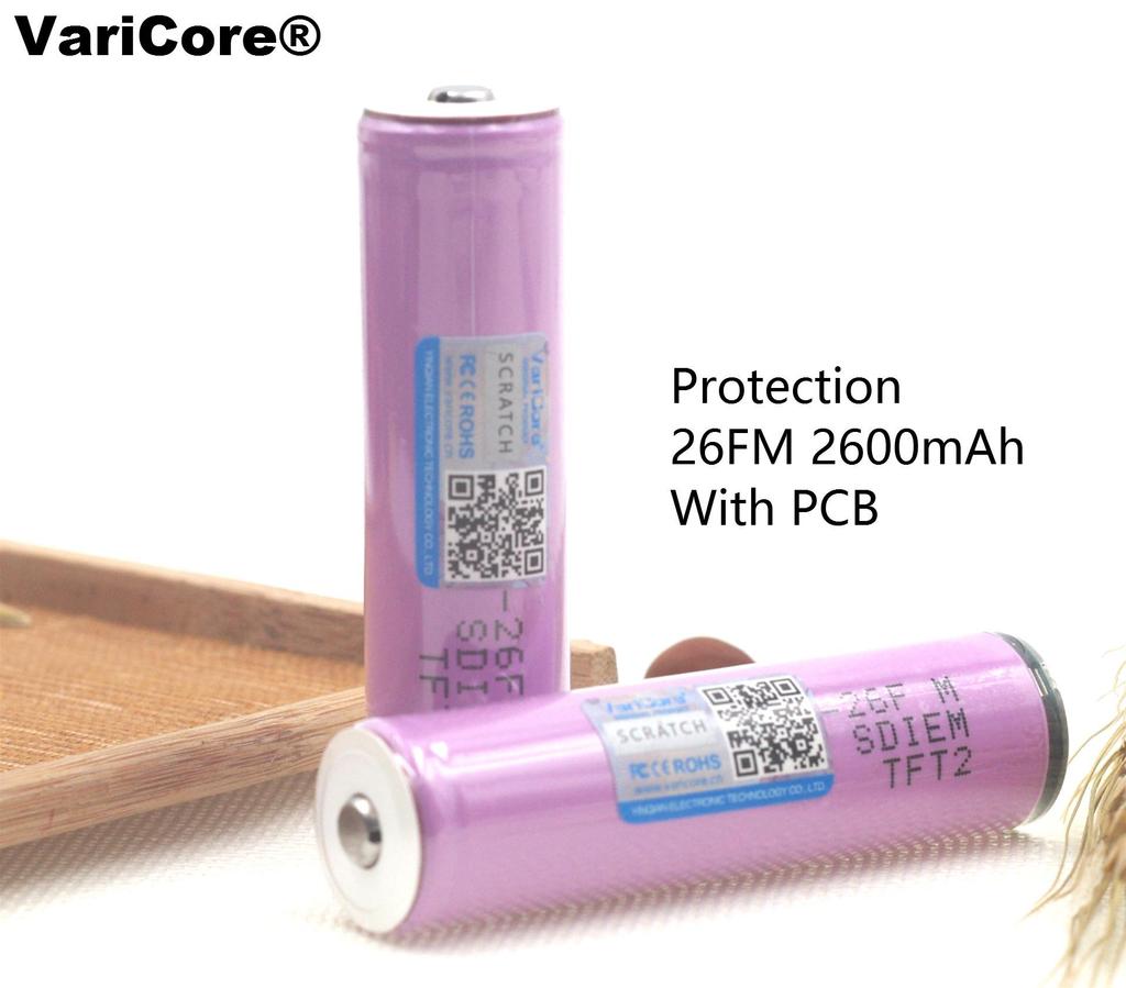 Original 3.7V 18650 2600AMH ICR18650-26F Lithium Battery Rechargeable Battery PCB Protection Board for