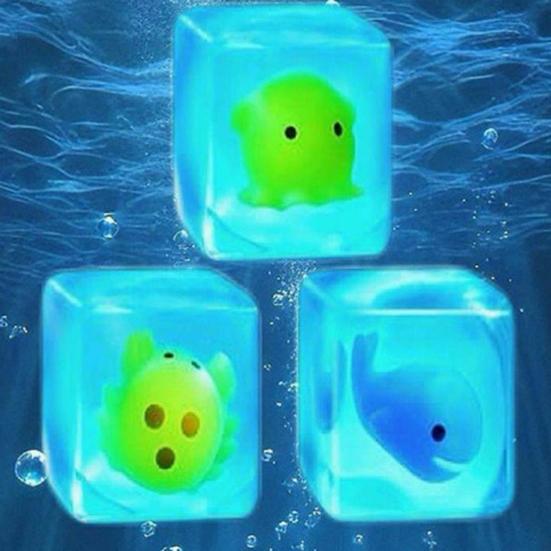 Stresswürfel mit leuchtendem Meeresbewohner-Spielzeug innen Angstlinderung Eiswürfel Quetsch-Sensorik-Spielzeug Büroangestellte Entspannung Stressball