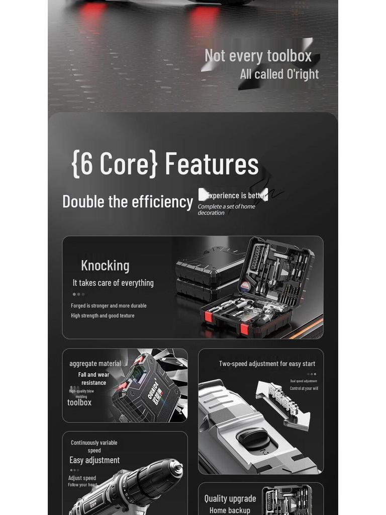 Electric Drill & Multifunctional Household Tool Set - Tool Box for Electricians & Woodworkers