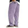 Mens Corduroy Loose Fit Trousers Straight Leg Casual Pants With Patch Pockets And Elastic Waistband For Daily Wear