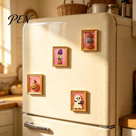 Waterproof Fridge Magnets Halloween Pumpkin Frame Refrigerator Magnet, Vintage Ghost Whiteboard Decorative Magnet for Holiday Party