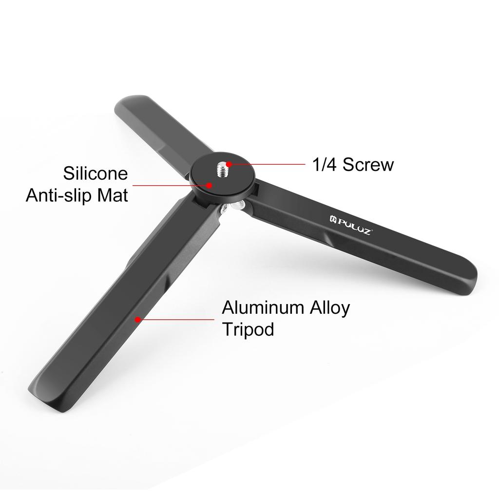 PULUZ PU929B For DJI Osmo Pocket 3 Aluminum Alloy Photography Tripod Stand Foldable Handheld Grip