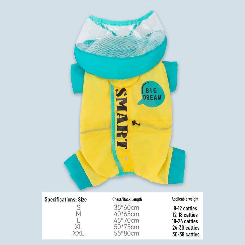 Cartoon Waterproof Full Coverage Raincoat for Small & Medium Dogs - Four-Legged Poncho for Rainy Day Outdoor Use