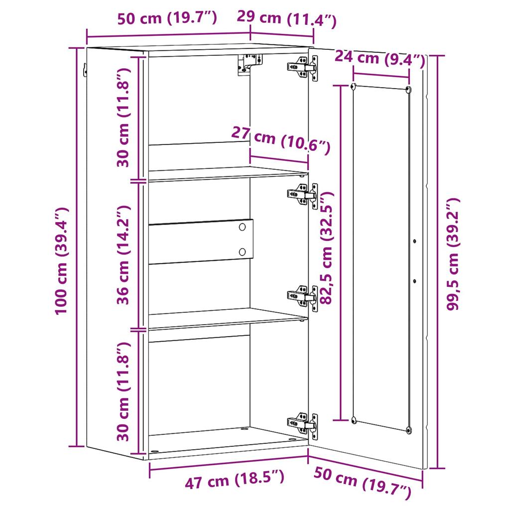 Wooden Storage Cabinet Reclaimed Wood Look 50 x 29 x 100 cm Engineered Wood