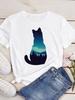 Ny Søt Kjærlighetshjerte Kattetrykk Dame T-skjorte Casual Kort Erm Topp Sommer Dameklær Tegneserie Streetwear Y2k Klær