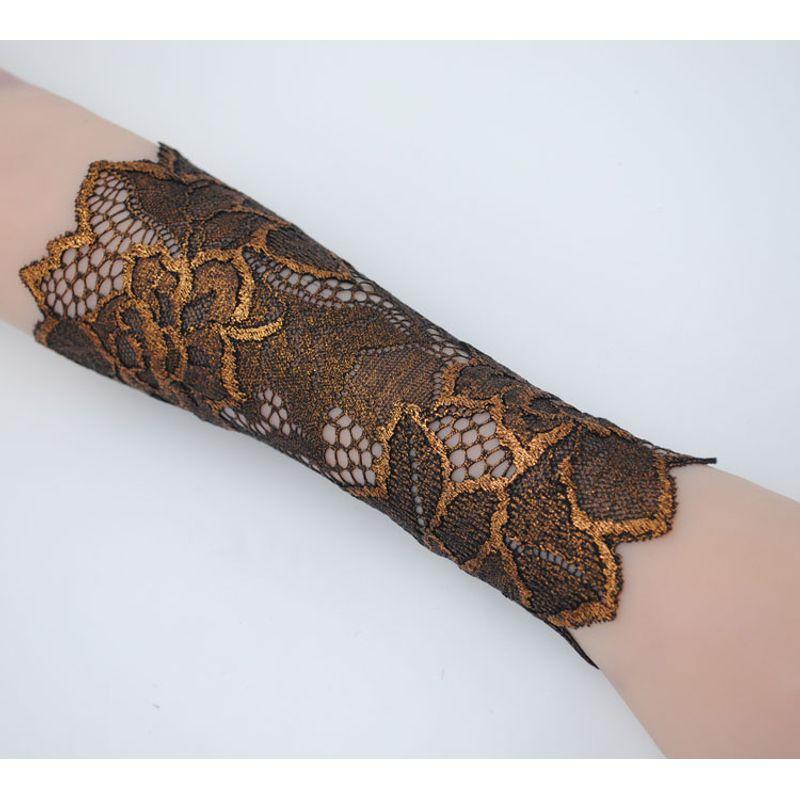 

Кружевной напульсник Тонкий для сокрытия шрамов Тату нарукавник Налокотник Напульсник Рукав для руки Перчатки для защиты от солнца для женщин Нарукавник Black Gold One size
