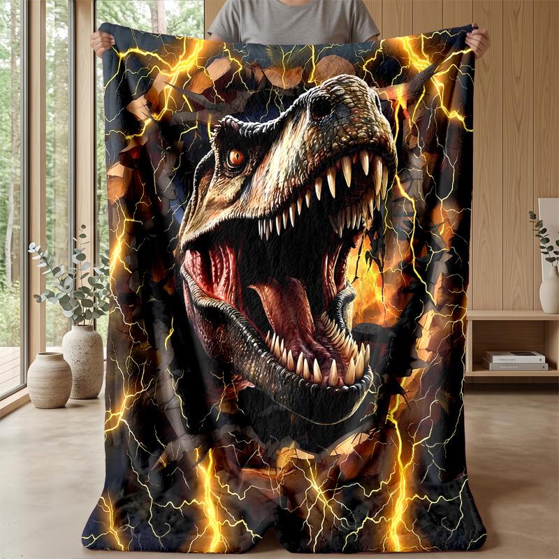 Fantasy Dinosaur World Theme Blanket Lightweight Warm Flannel Blanket Decorative Throw Blanket for Home Decoration