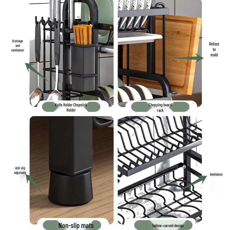 Yunshuang 3-Tier Carbon Steel Kitchen Dish Drying Rack