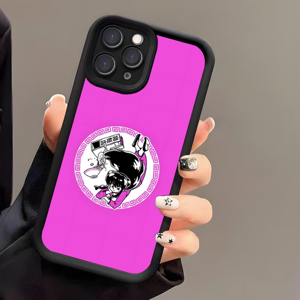 Cartoon R-Ranma 1 2 Phone Case For IPhone 17 Air 16 E 15 14 Plus 13 12 11 Pro Max Black Sky Eye Stepped Protective Case