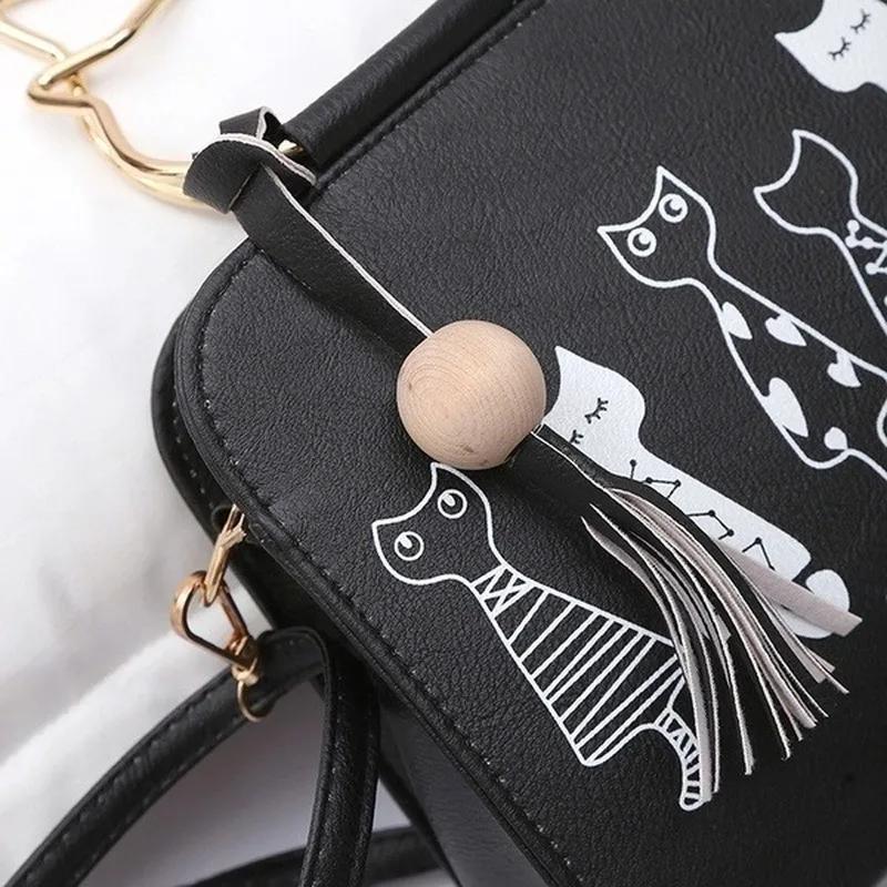 1pc Fashion Accessories Messenger Bag Women Handbags Cat Pattern Shoulder Crossbody Bag