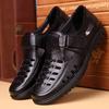 2025 Summer Leather Sandals Hollow Hole Shoes Middle Aged Dad Shoes Men's Large Sandals Men
