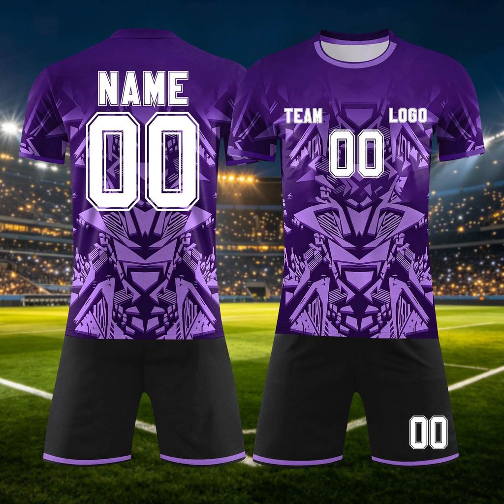 Custom DIY Two Piece Jersey Set with Short Sleeve Shirt and Shorts for Team Sports Personalizable Number Design