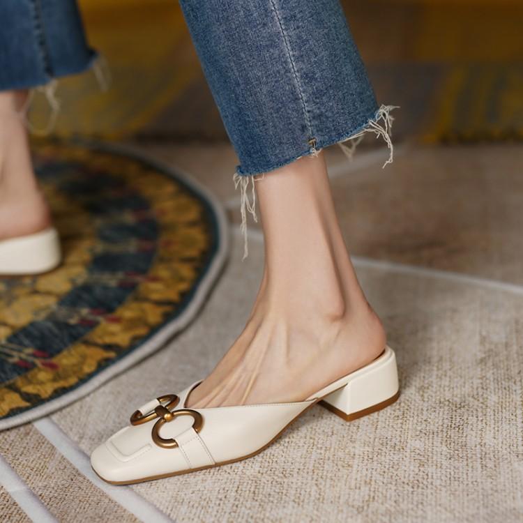Fashion Summer Fashion Modern Slippers Outside Slides 2024 New Women Sandals Flats Square Heel Women Shoes Chunky Heel Women Mules