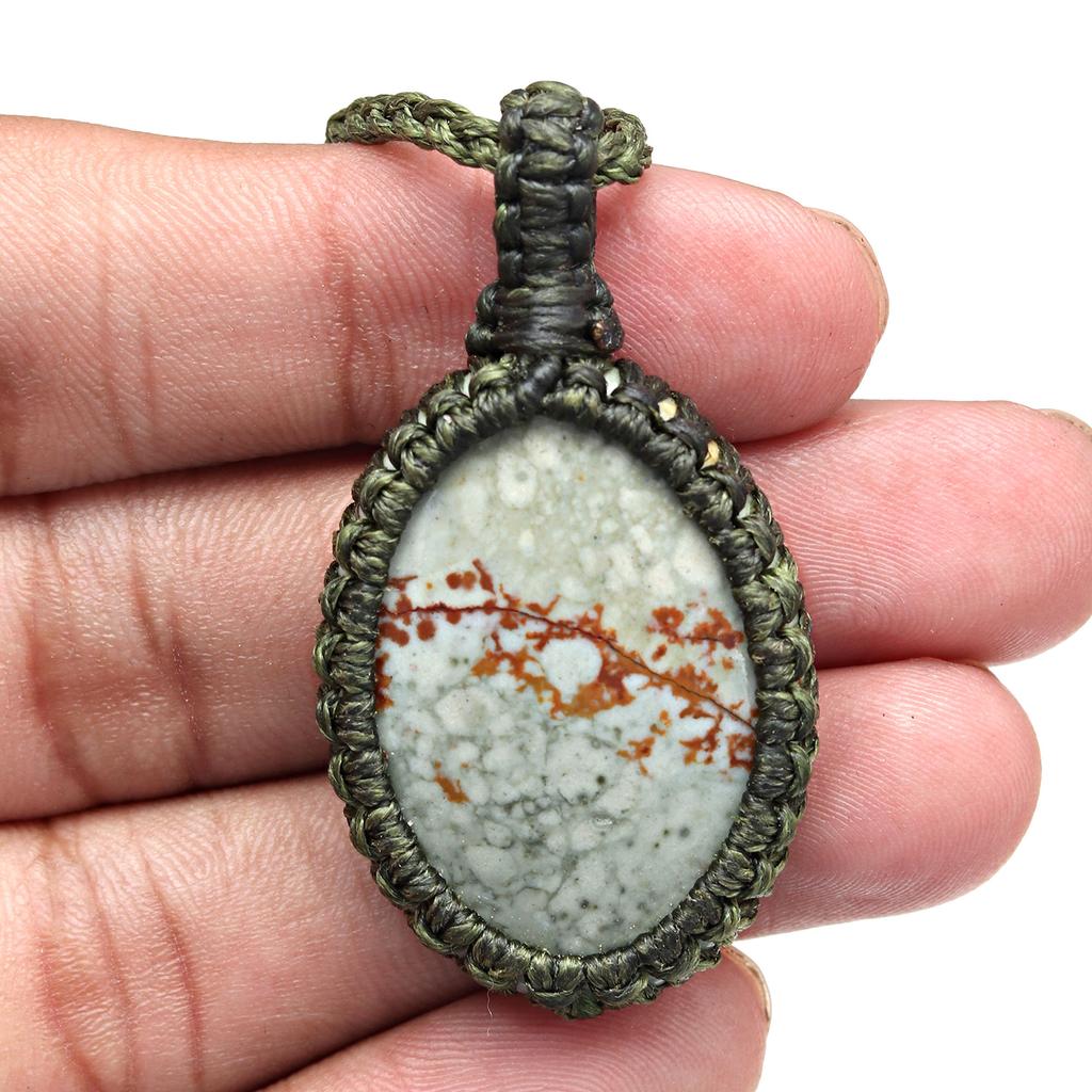 Jasper Macrame Handmade Necklace Gemstone Jewelry Thread 20-36''Ad Pendant