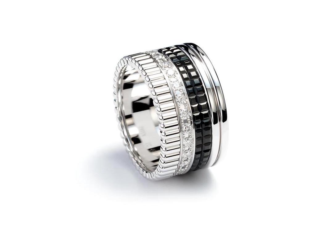 Pierścionek z zębatką w kształcie kostki lodu z diamentami inspirowany szczęściem V Gold dla par - uniseks i stylowy