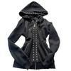TrendHub Y2K Nová Emo Móda Zip s Nýty Mikina Dámská Harajuku Černá Oversized Mikina Gotická Retro Klasická Mikina Podzimní Oblečení