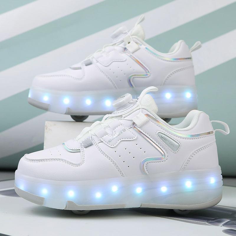 Fashion Girls Shoes Spring New Kids Roller Skates Soft Soled Girl Casual Shoe Anti Slip Boy Light Shoes Simple Girl Sports Shoe