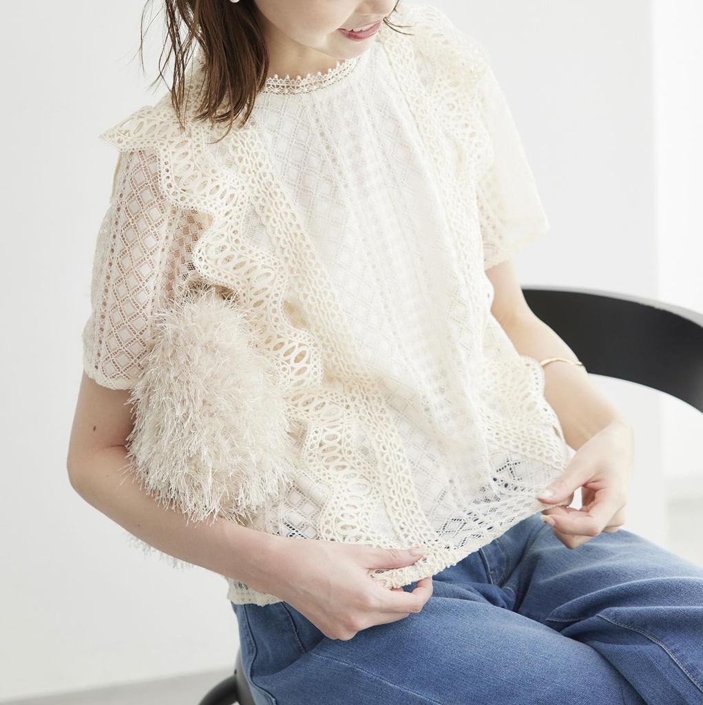 ROPE PICNIC Retro Short Lace Blouse, Women's, Off-White (15)