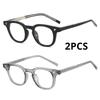 2PCS Classic Big Glasses Frame for Men Clear Lens TR90 Square Glasses Anti Blue Light Male Retro Acetate Transparent Blue