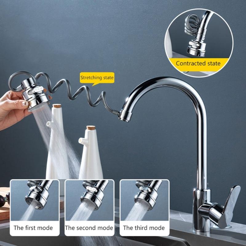 360 Rotating Faucet Nozzle for Kitchen Sinks not Splashes & Water Conservation Sink Attachment Simple Installation
