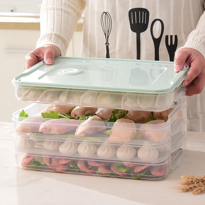 dumpling forming machine Home Food Grade Dumplings, Chaotic Freezing Refrigerator, Egg Preservation Storage Multi-layer with Lid
