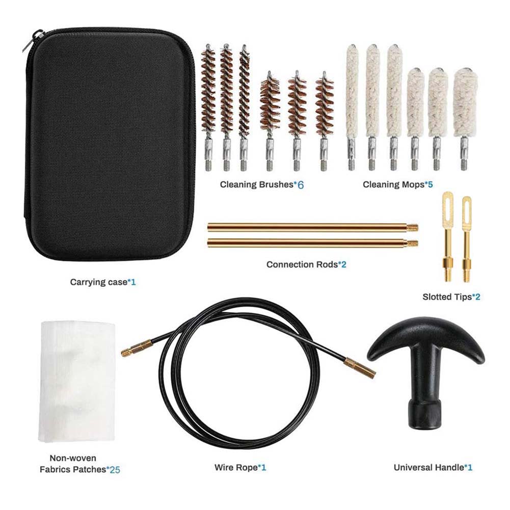 19pcs/Set Gun Barrel Cleaning Kit Pistol Handguns Rod Cleaner Brush Tools for 11/29/9mm 10/45 Caliber Rifle Shotgun Hunting Tool