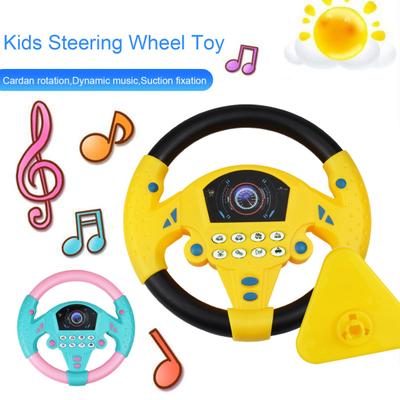 Kids Steering Wheel Toy with Suction Cup Music 360 Degrees Rotatable Toddlers Car Driving Simulation Wheel Pretend Driving Educational Steering Wheel
