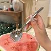 Salladsgaffel i rostfritt stål Kreativ spade Gaffel Pastagaffel Kaffegaffel Desserttårta Gaffel Vattenmelon Fruktgaffel