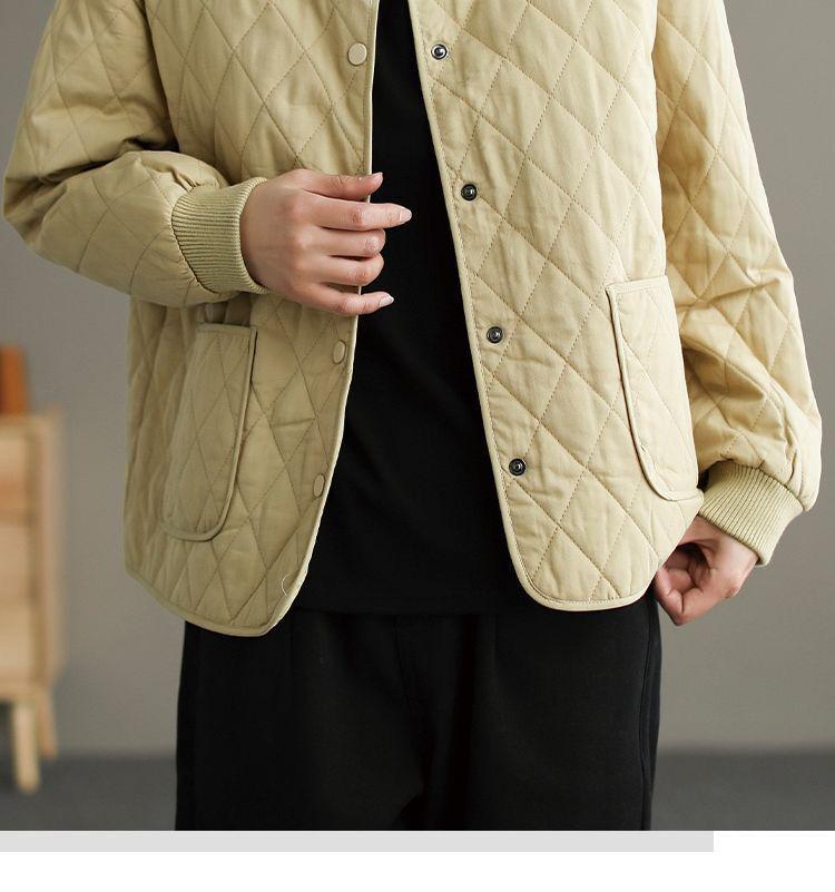 Women's Quilted Light Cotton Jacket - Autumn/Winter 2025, Short Solid Color Outerwear