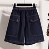 DIMANAF 2026 New Spring Summer Plus Size Women Short Pants Jeans Elastic Waist Cotton Oversize Shorts Denim Solid