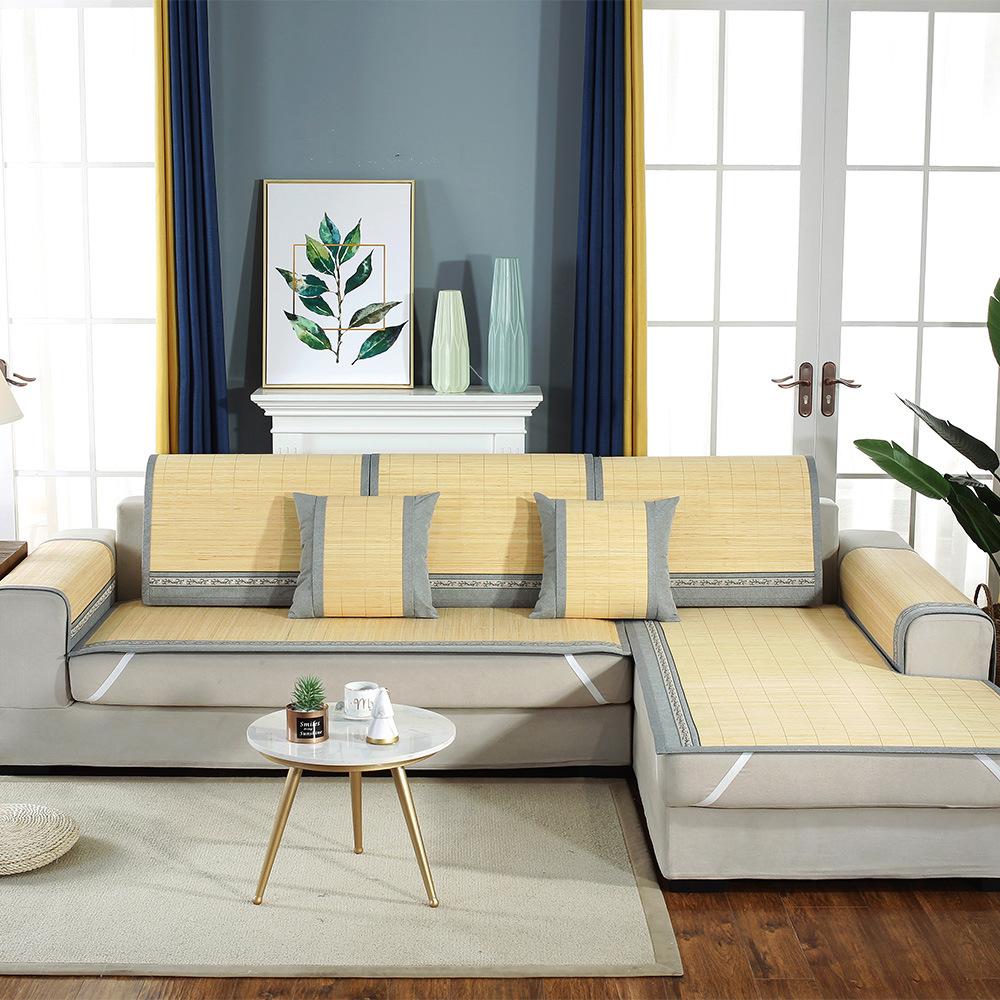 כרית ספת מחצלת במבוק קיץ קרח משי קיץ כרית מחצלת ספה בסגנון סיני כרית מחצלת במבוק כרית כיסא מחצלת קש