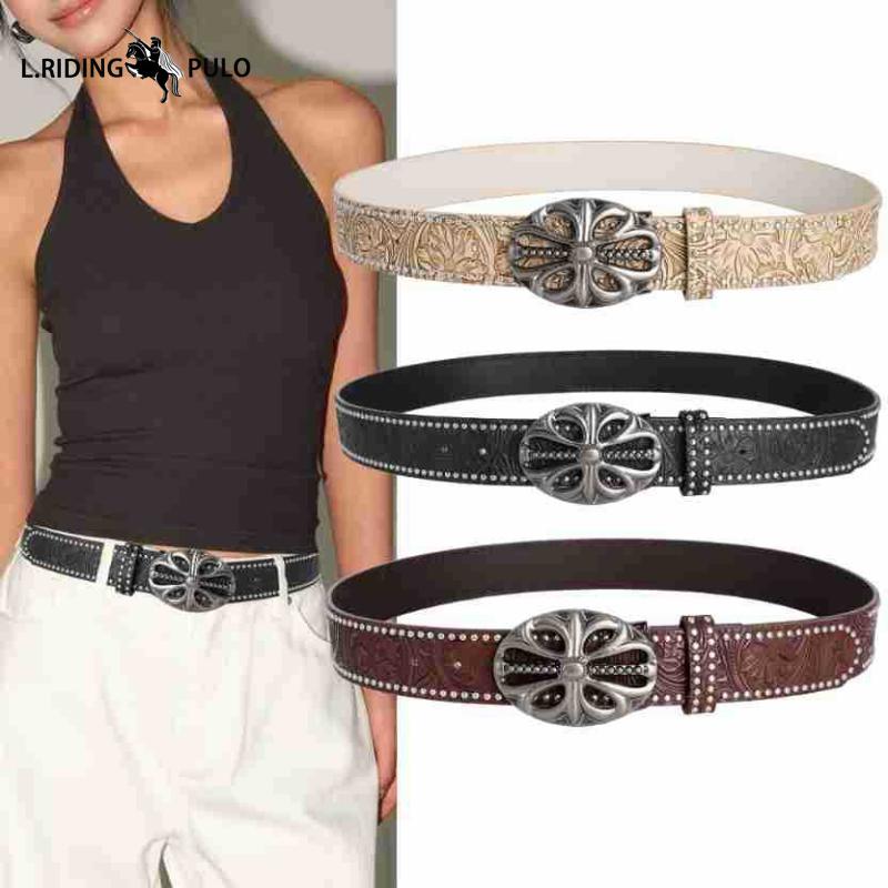 Classic Embossed Color Changing Western Cowboy Belt Buckle Belt Edge Smooth Buckle Personality Belt