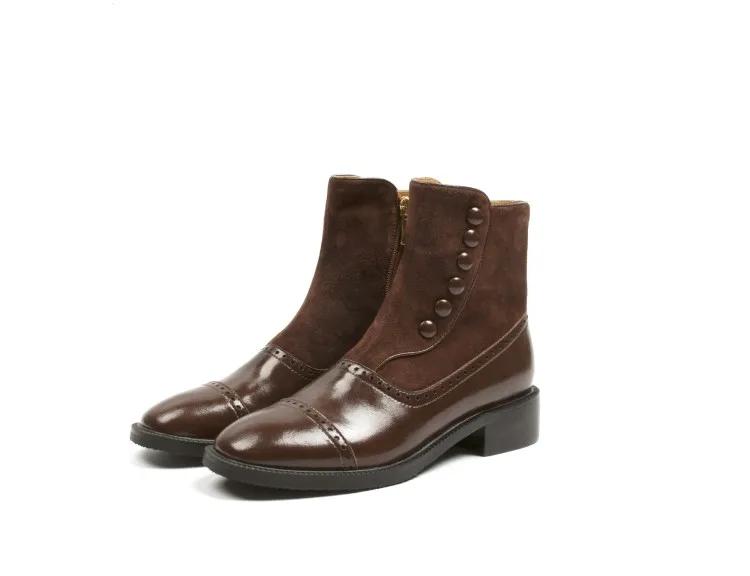 

Fashion Autumn/Winter Women Boots Round Toe Low Heel Ankle Boots Split Leather Shoes for Women Casual Sheep Suede Leather Designer Boots 40 коричневый