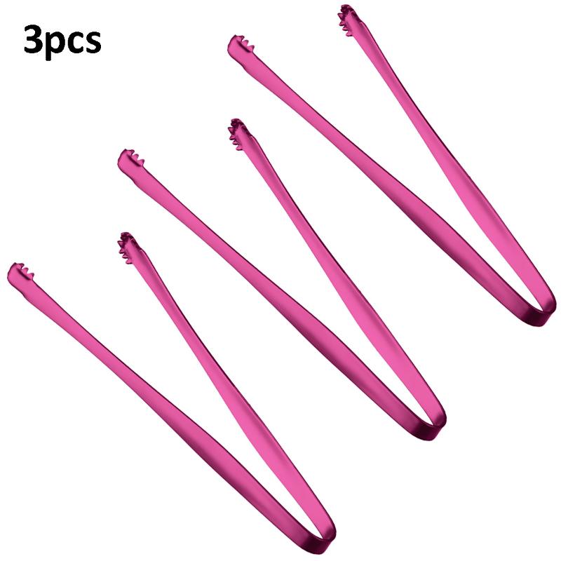 3pcs Stainless Steel Ice Clamp Thick Anti Slip Ice Clip Fruit Coffee Cube Sugar Clip Toothed Food Clip Kitchen Accessories