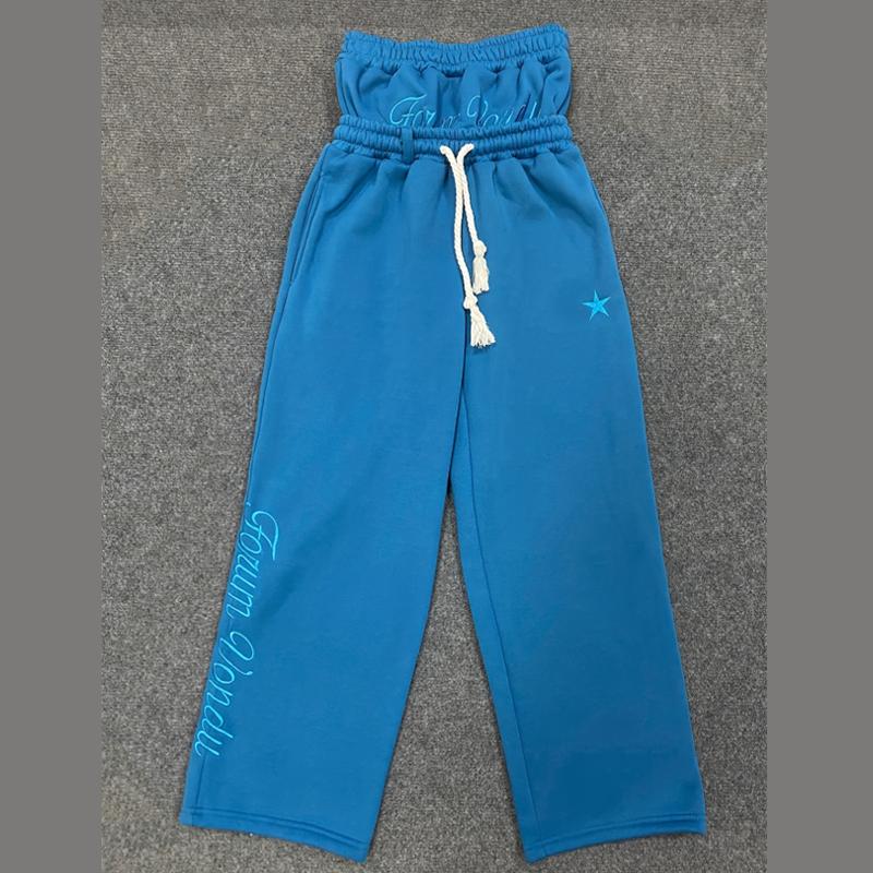 European and American Casual Simple Couple Embroidery Fashion Creative Double Waist Folding Sweatpants