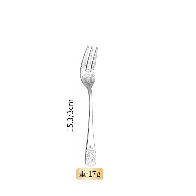 Light luxury pattern stainless steel western food tableware steak knife fork spoon retro mirror set