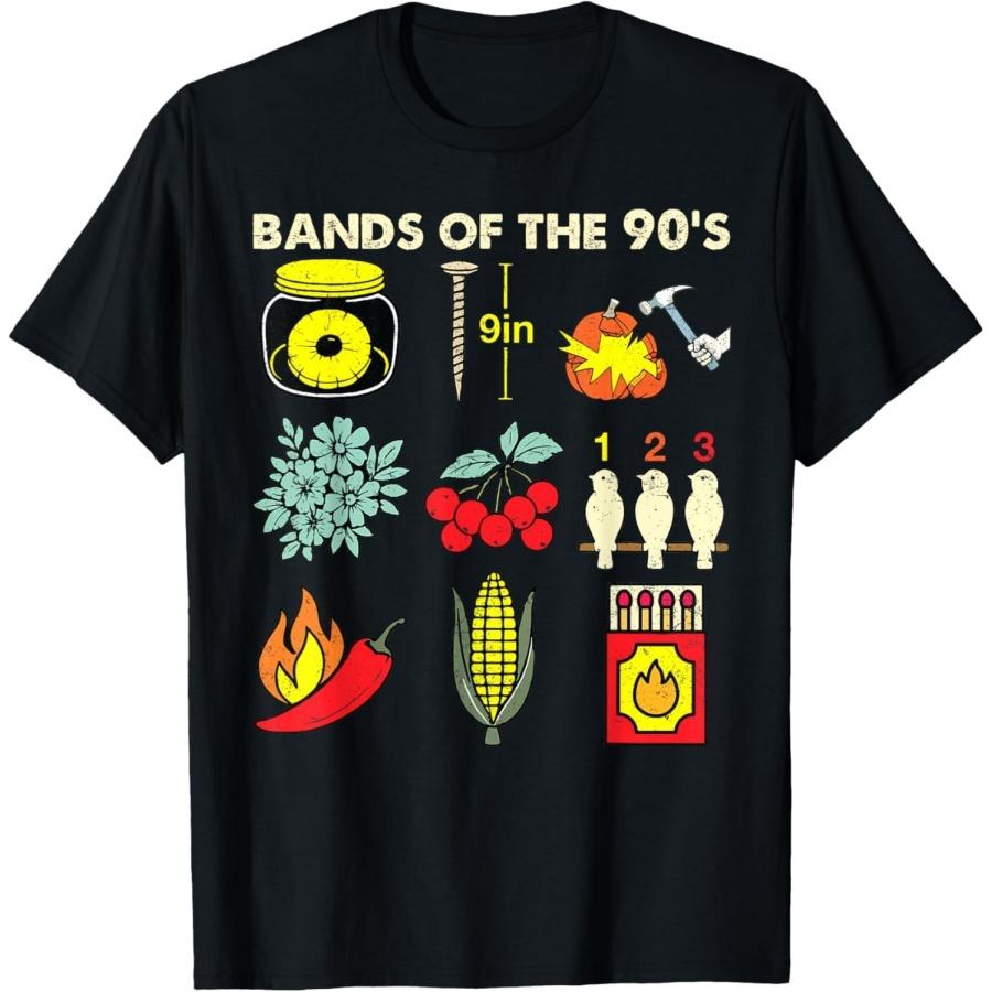 XXIAOLONG Retro Popular Music Bands of The 90s Rock Funny Vintage T-Shirt S чёрный