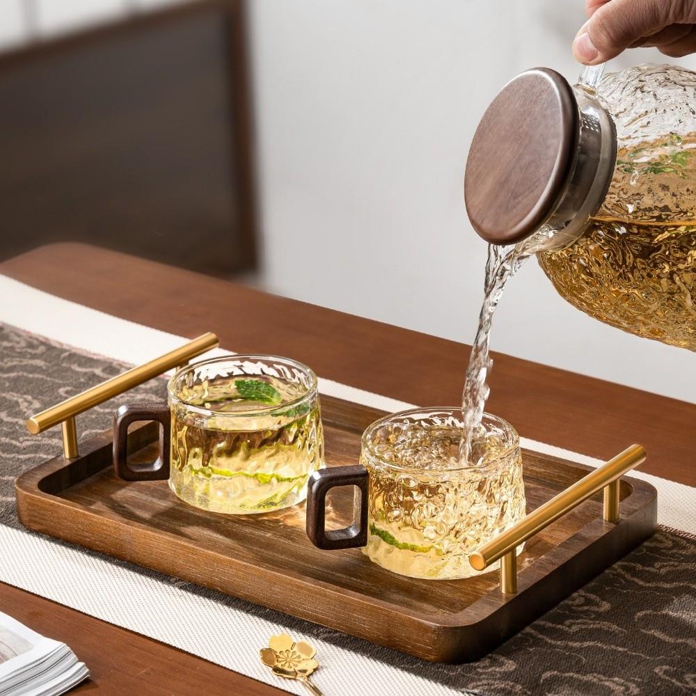 High Temperature Resistant Glass Tea Cups Glacier Pattern Water Cups  Self Driving Trip