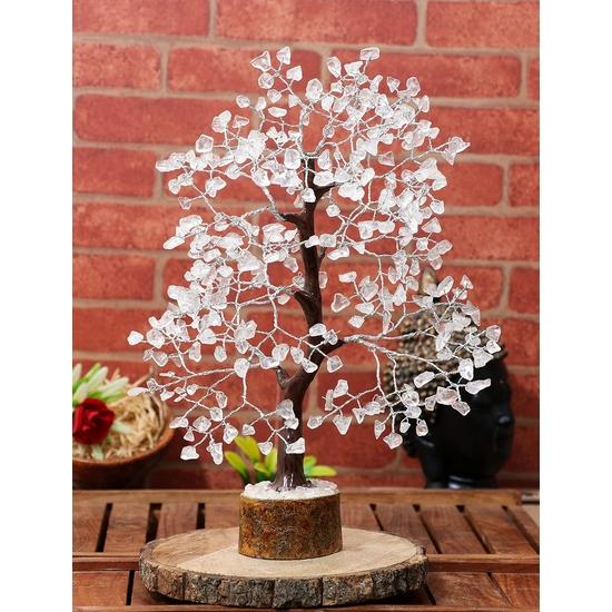 Crocon Clear Quartz Gemstone Money Tree Feng Shui Bonsai Reiki Crystal Healing Chakra Balancing Decoration Ornament Figurine Spiritual Enhancement
