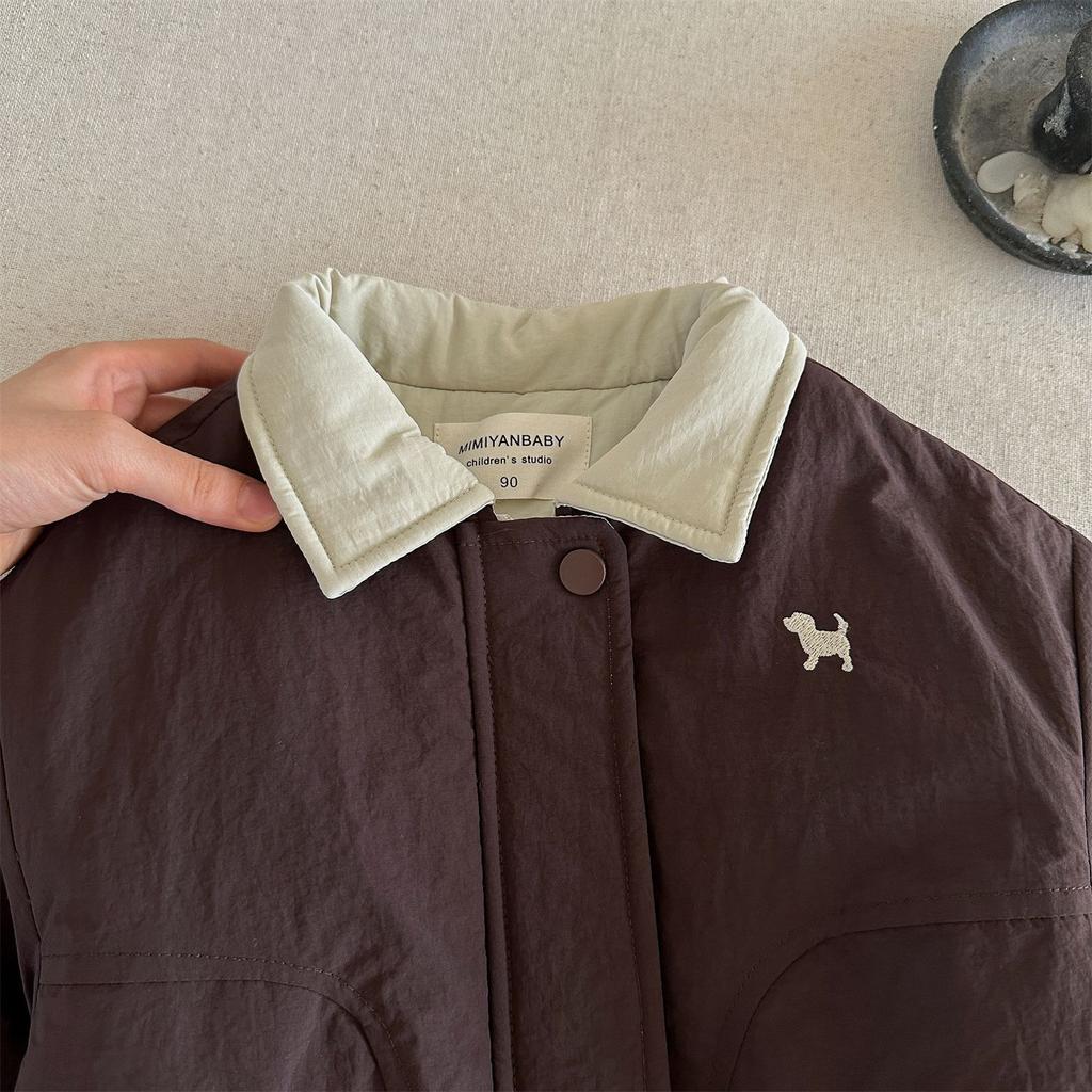 Jungen Winter-Steppjacke mit süßem Hundedruck Baseball