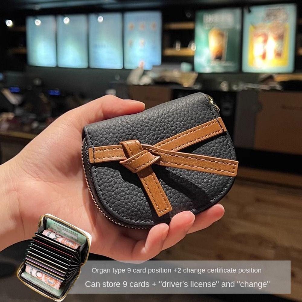 Mini Card Wallet Multi-card Slot Card Holder Leather Zipper Bag Women Fashion Coin Purse Small Card Bag Storage Pouch