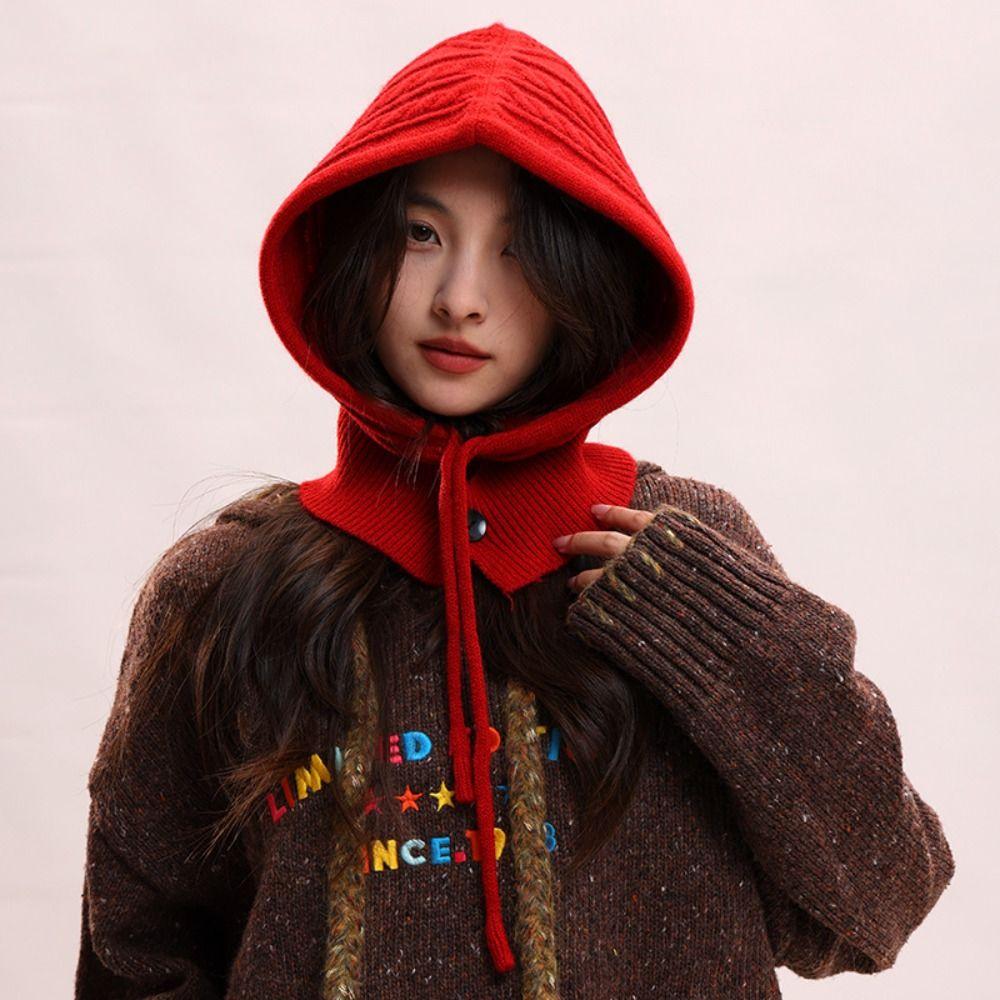 Zesílený pletený nákrčník s kapucí, pulovr, čepice beanie, zimní kukla, čepice pro jízdu