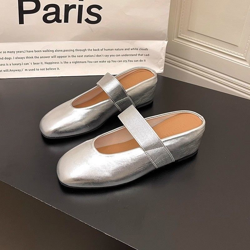 Huanji New Wind Direction Niche Spring and Autumn 2025 New Design Fairy Wind Round Head Elastic Band Mary Jane Baotou Tow