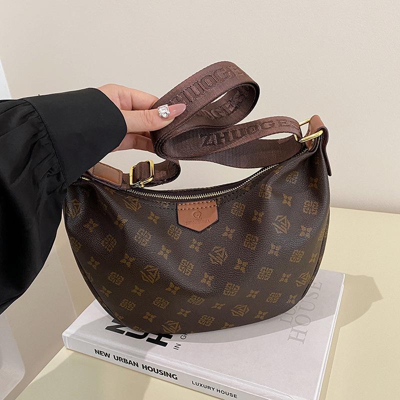 LCAuto parts 2026 Nieuwe Dames Tas Presbyopie Contrasterende Kleur Grote Capaciteit Knoedel Modieus Retro Veelzijdig Onderarm Enkele Schouder Crossbody Maanvormige Tas gray
