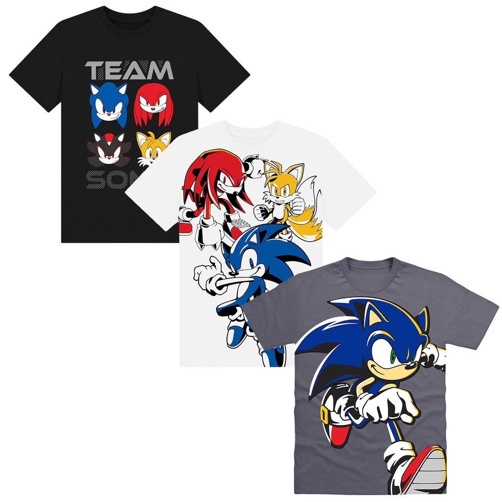 Sonic The Hedgehog Childrens/Kids Team Sonic Characters T-Shirt (Pack of 3)