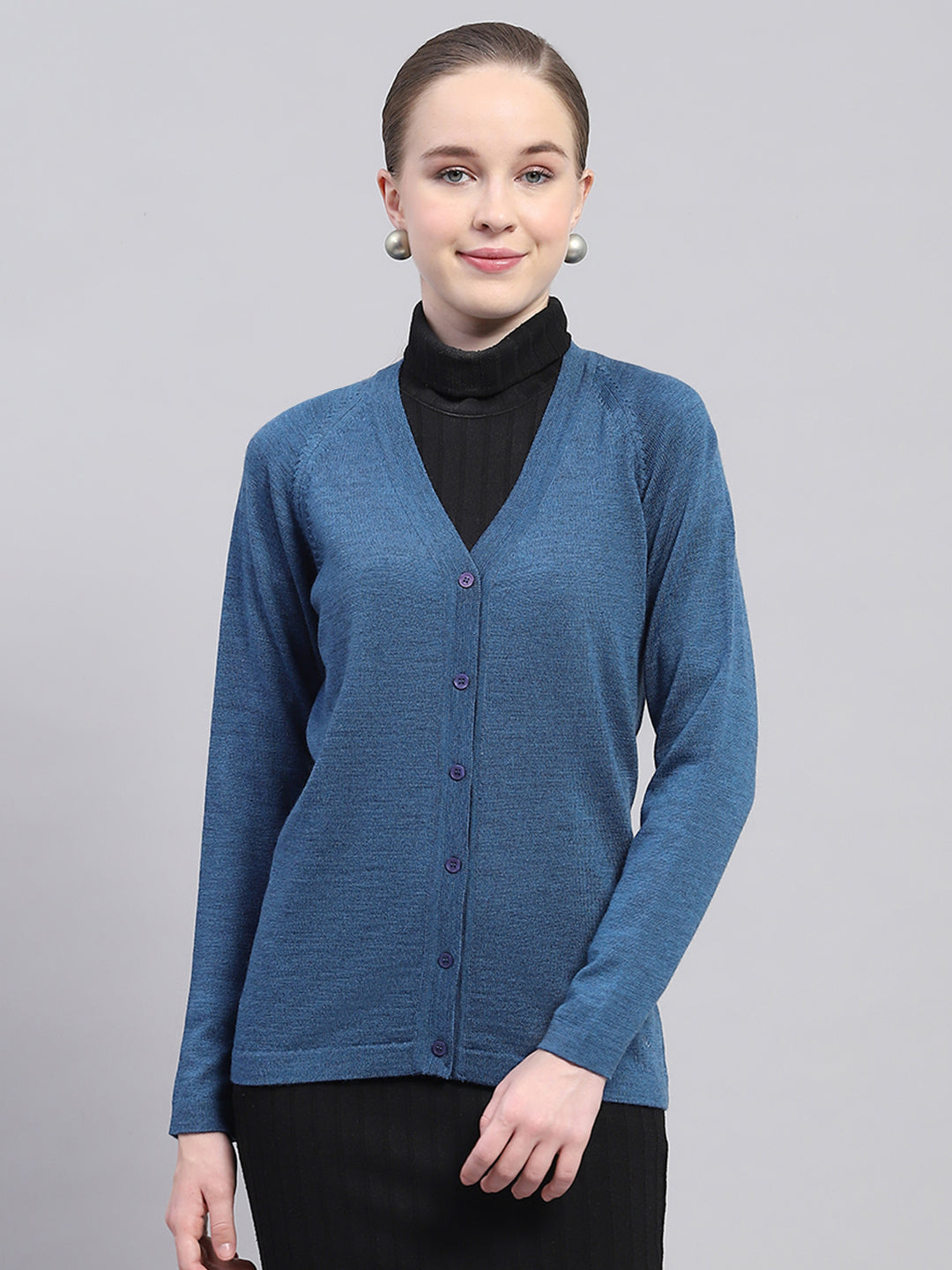 Monte Carlo Womens Regular Fit Solid Cardigan M синий